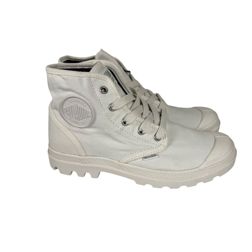 Palladium Pampa HI Shoes Womens Size 8.5 White Canvas Lace Up‎ Boots NEW